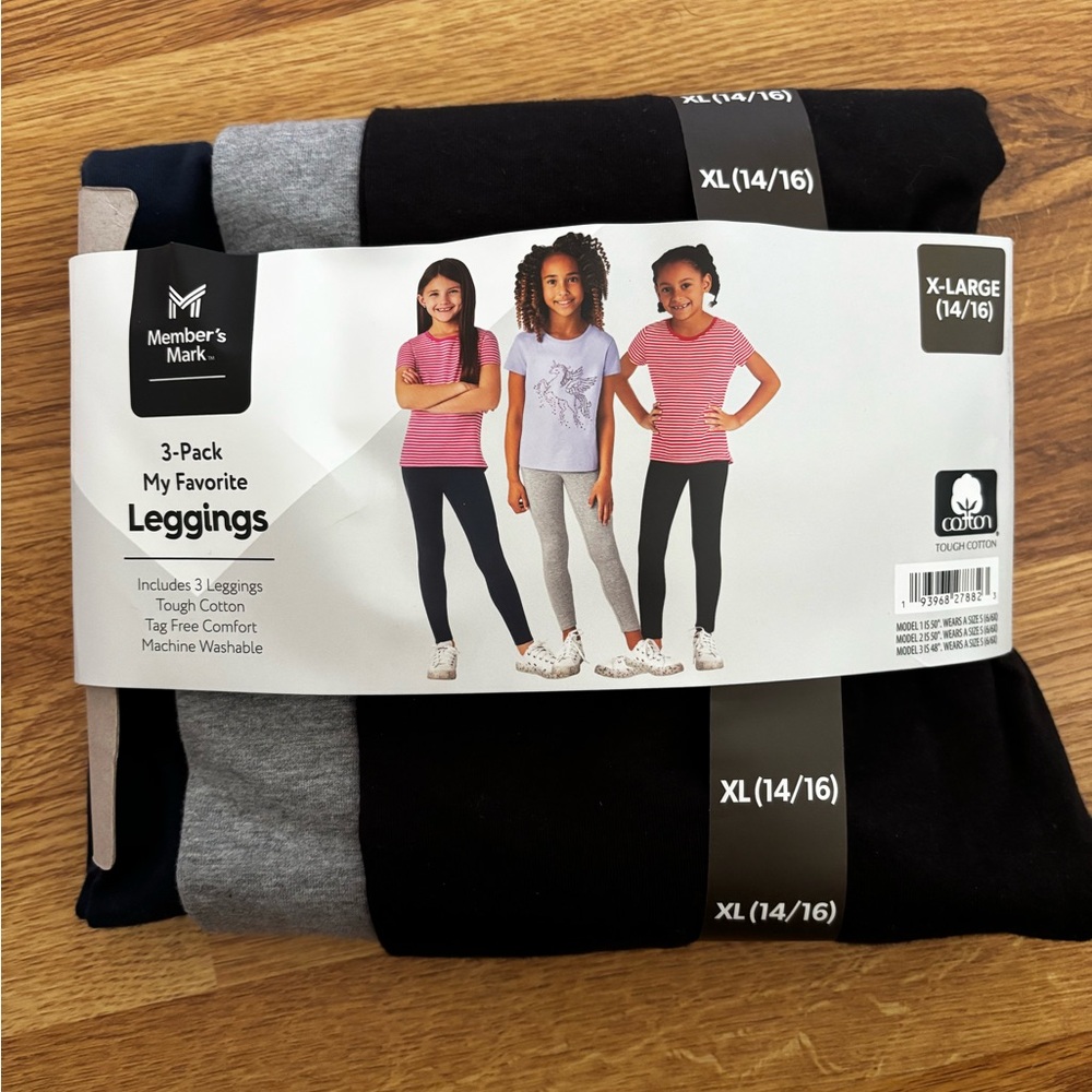 Member's Mark 3-Pack Leggings - Black, Gray, Blue